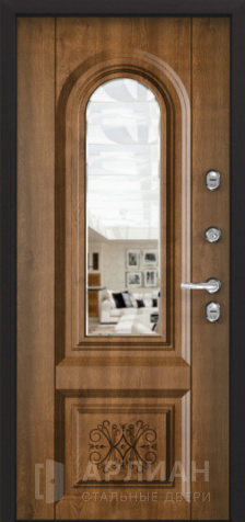 Фото №2 «Дверь металлическая входная цвета венге с зеркалом №65»